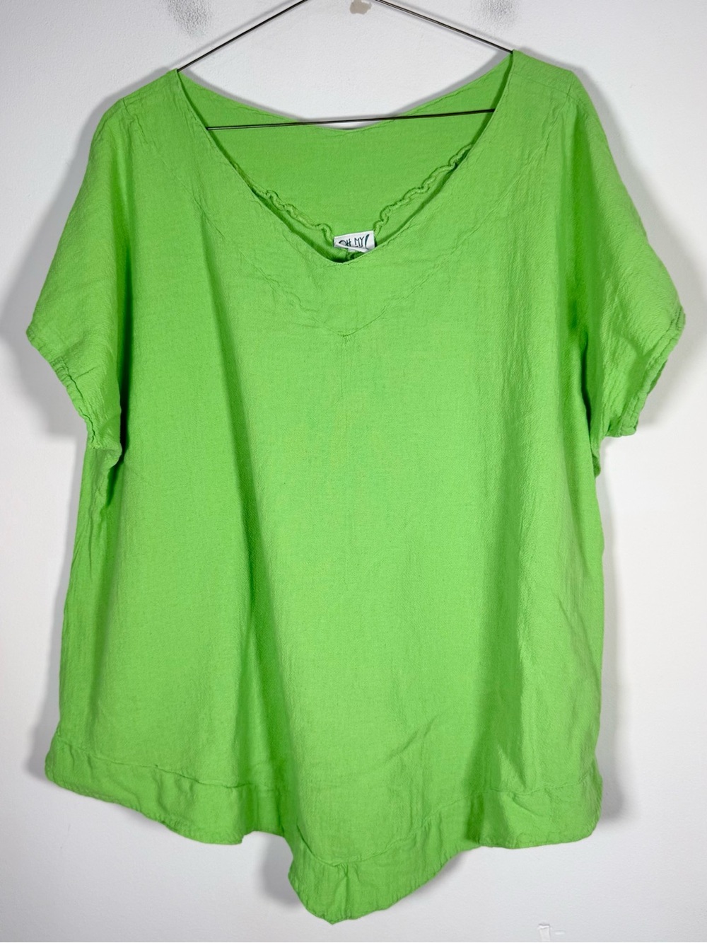Oh My Gauze! Women’s Size 3 (XXL 16- Up Plus) Green 100% Cotton Lagenlook Top
